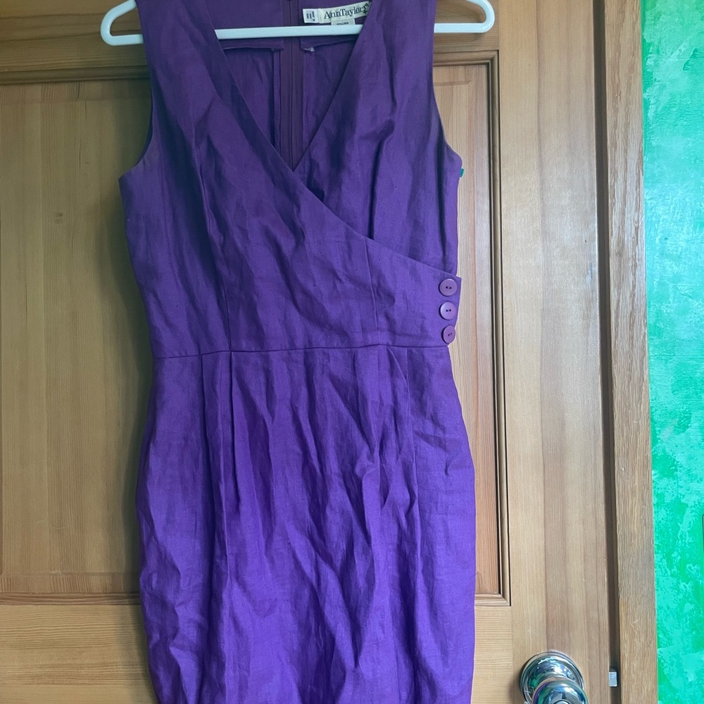 Ann Taylor Linen Purple Mini Dress Size 2